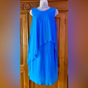 Ralph Lauren vibrant cobalt blue Asymmetrical Tiered Sheath Cocktail Dress